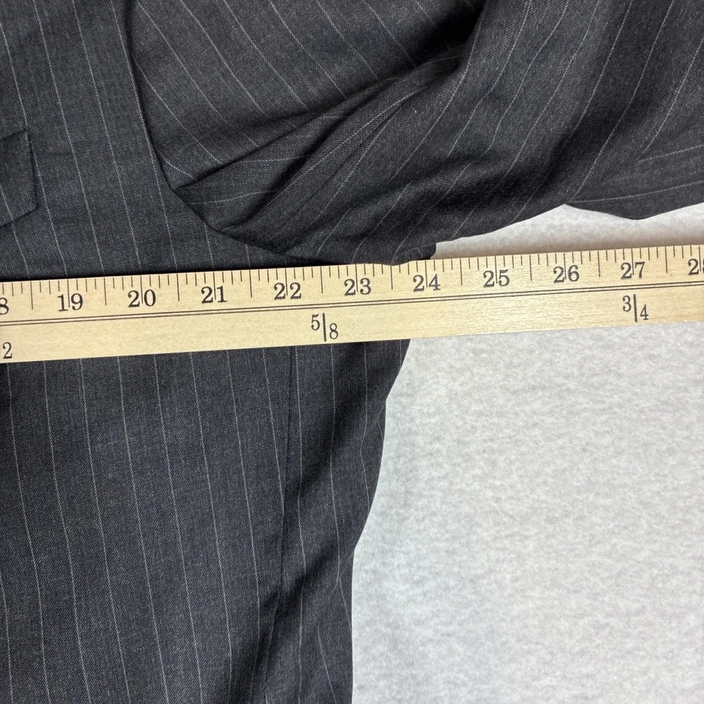 Vintage Brooks Brothers 46L USA MADE Gray Pinstripe Super 110s Wool Suit Jacket